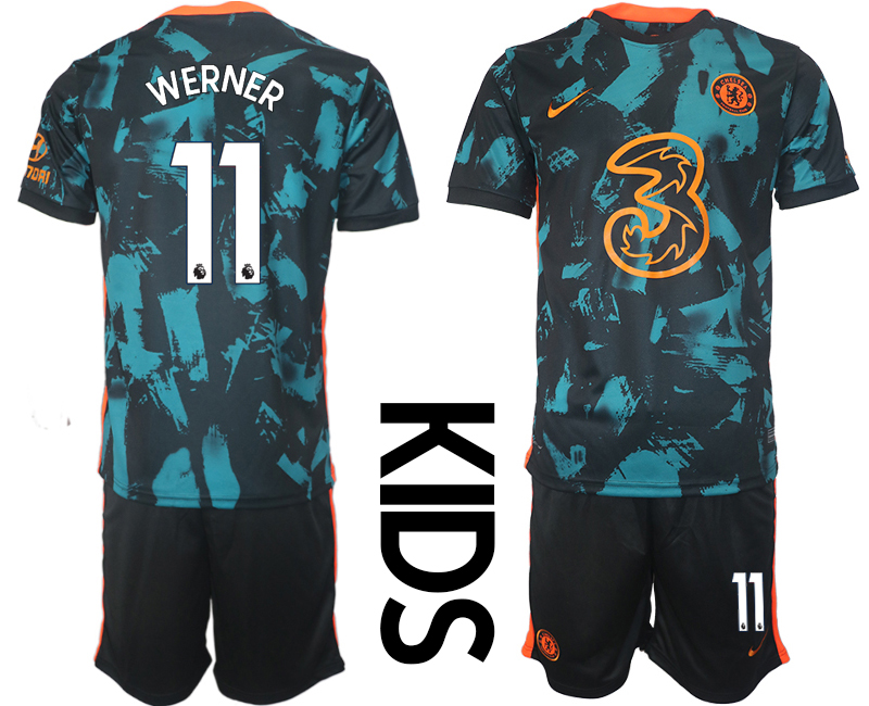 Youth 2021-2022 Club Chelsea FC away black #11 Soccer Jersey